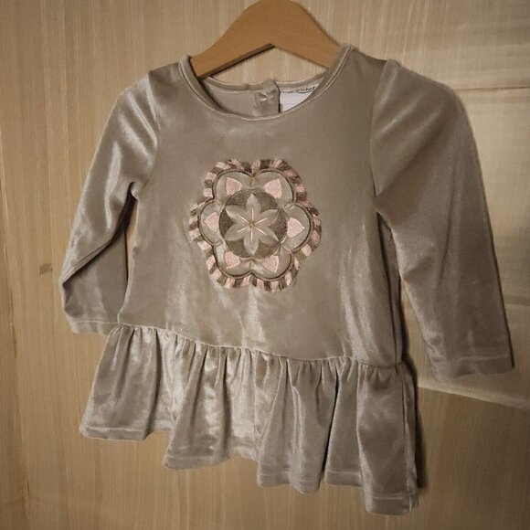 Lilly Wicket Toddler Girls Taupe Velour Tunic 12 Months - Picture 3 of 7